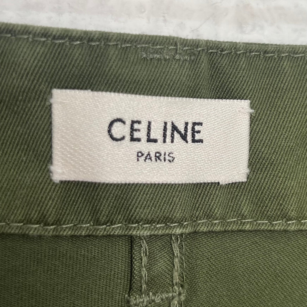 CÉLINE - Green kaki cargo studded short