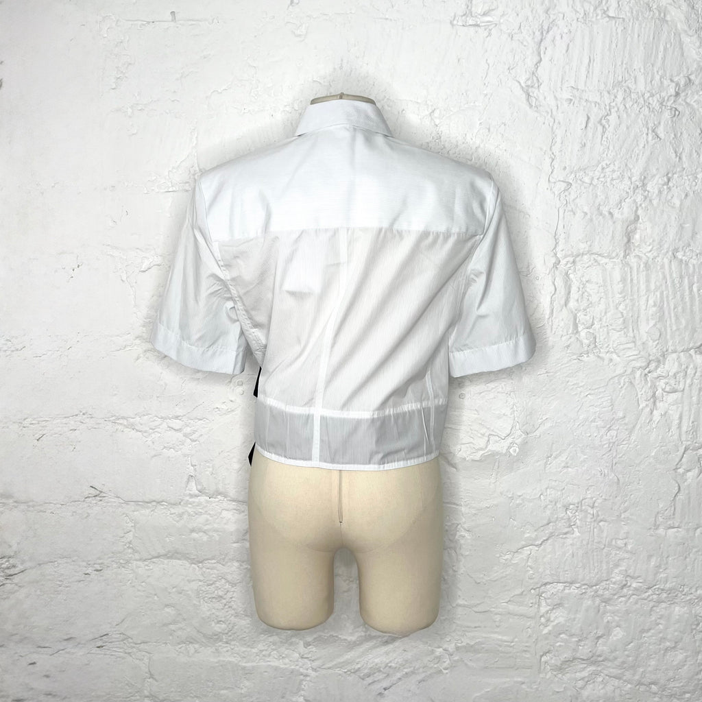 PACO RABANNE - White stripped asymmetrical shirt
