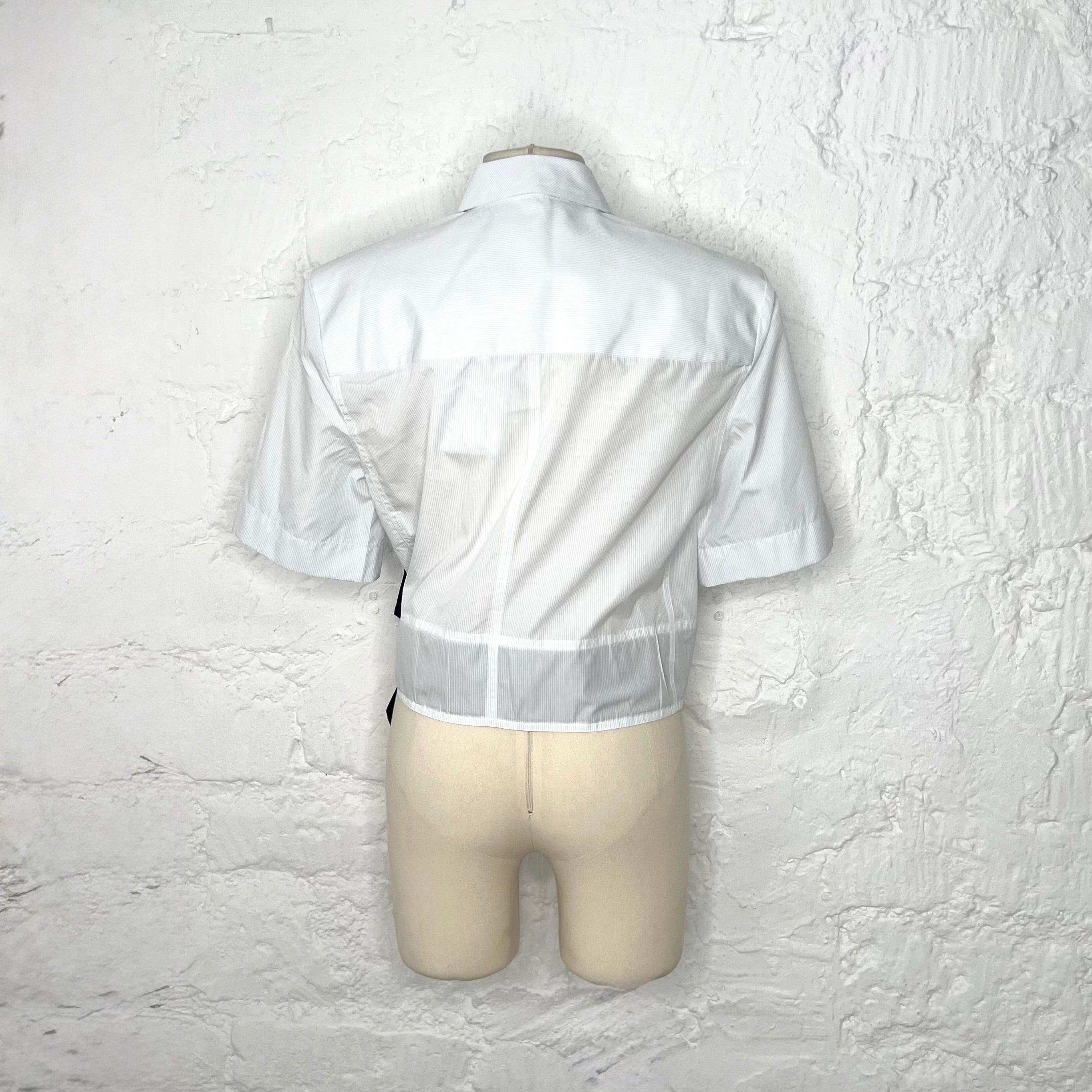 PACO RABANNE - White stripped asymmetrical shirt