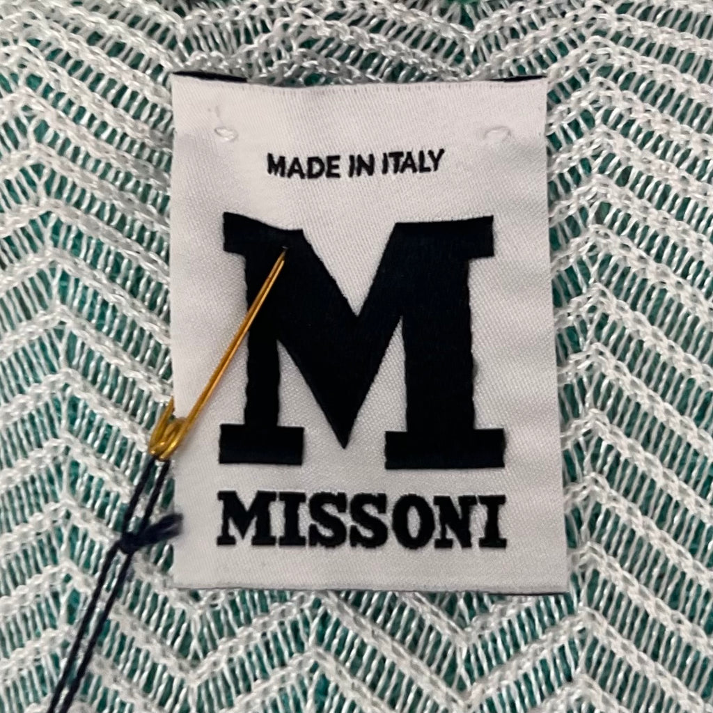 MISSONI - Turquoise & white knitted sleeveless dress