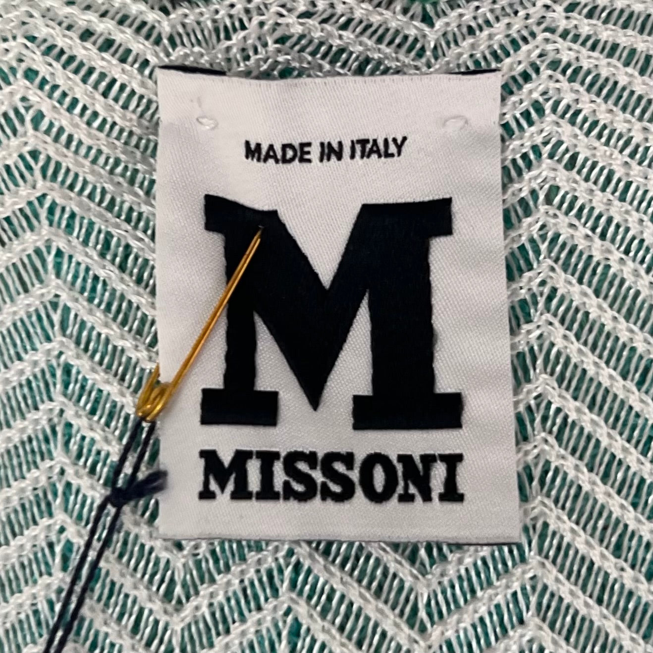 MISSONI - Turquoise & white knitted sleeveless dress