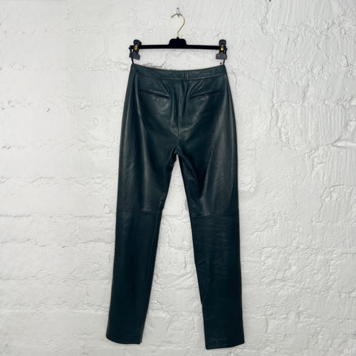 CHANEL - Dark green leather pant
