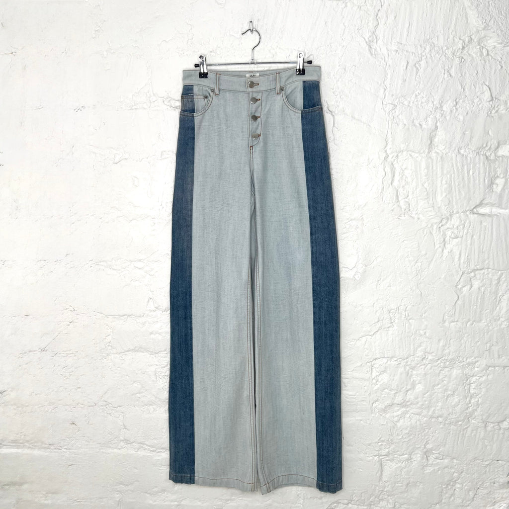 CHRISTIAN DIOR - Blue denim wide leg pants