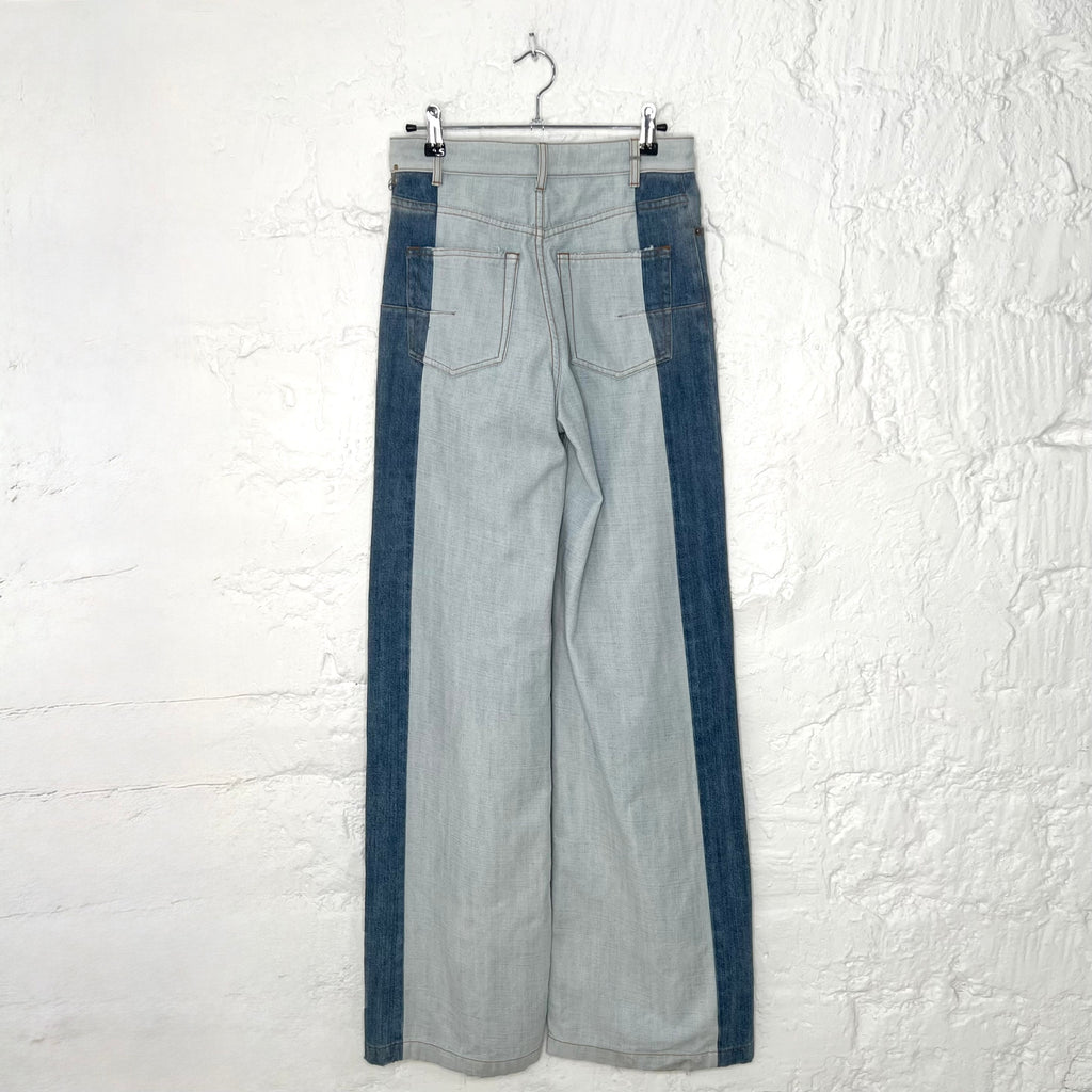 CHRISTIAN DIOR - Blue denim wide leg pants