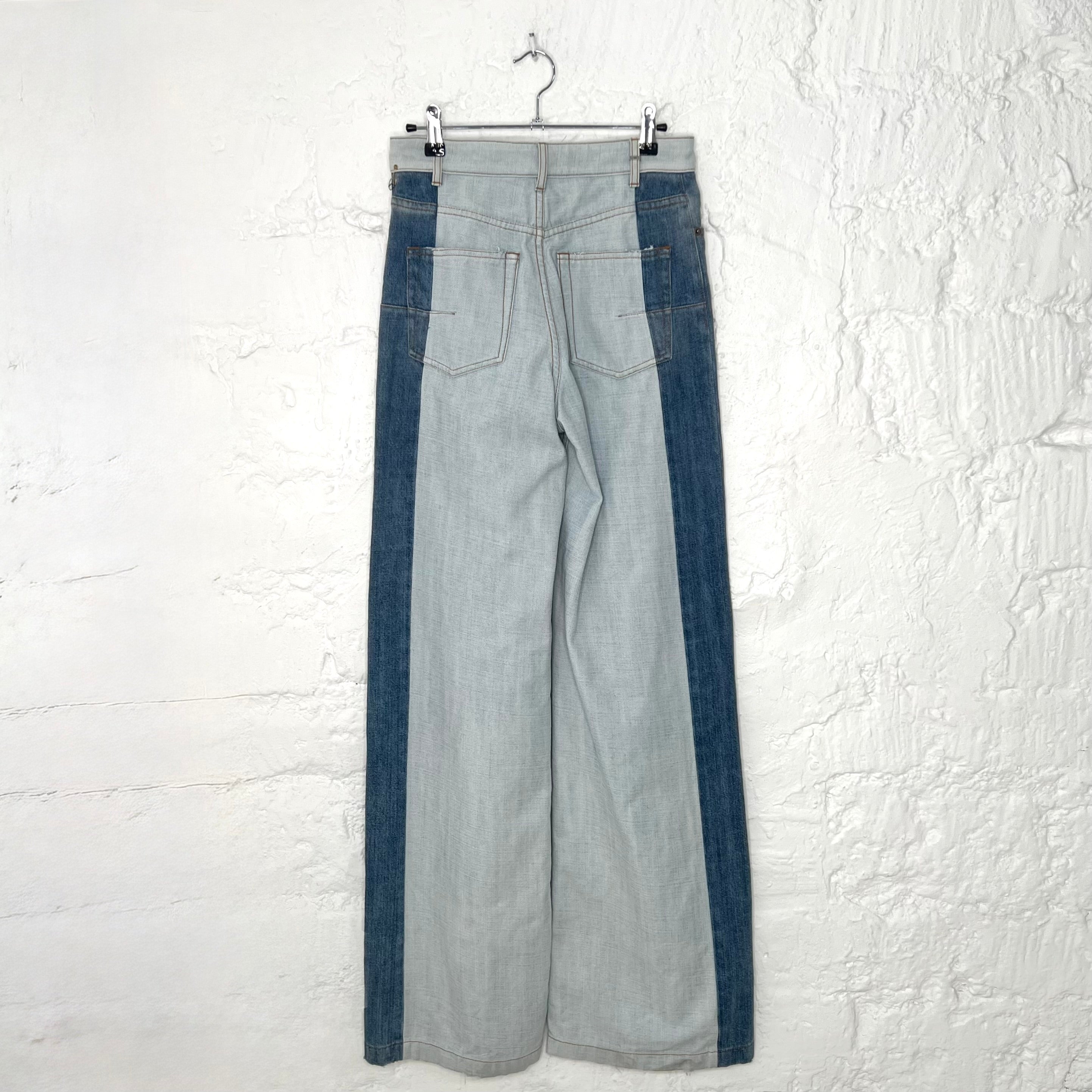CHRISTIAN DIOR - Blue denim wide leg pants
