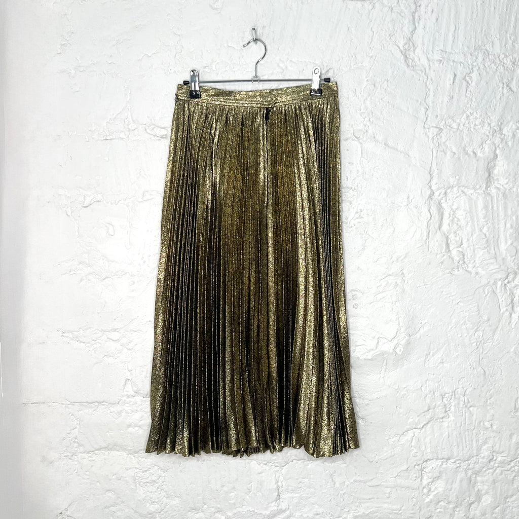YVES SAINT LAURENT - Gold lame pleated skirt