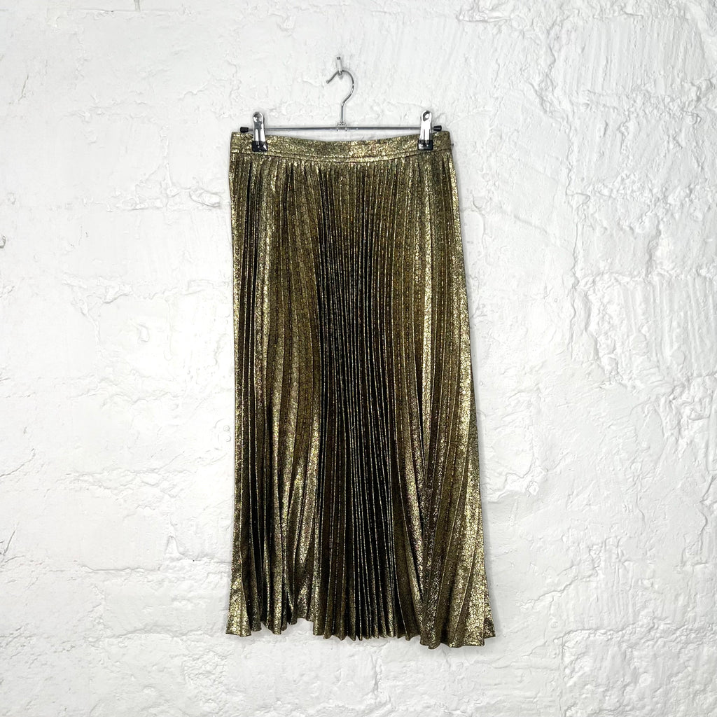 YVES SAINT LAURENT - Gold lame pleated skirt