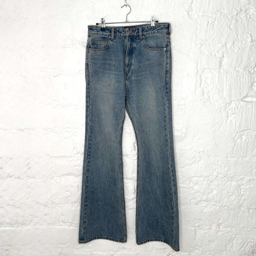 BALENCIAGA - Blue denim flared pants