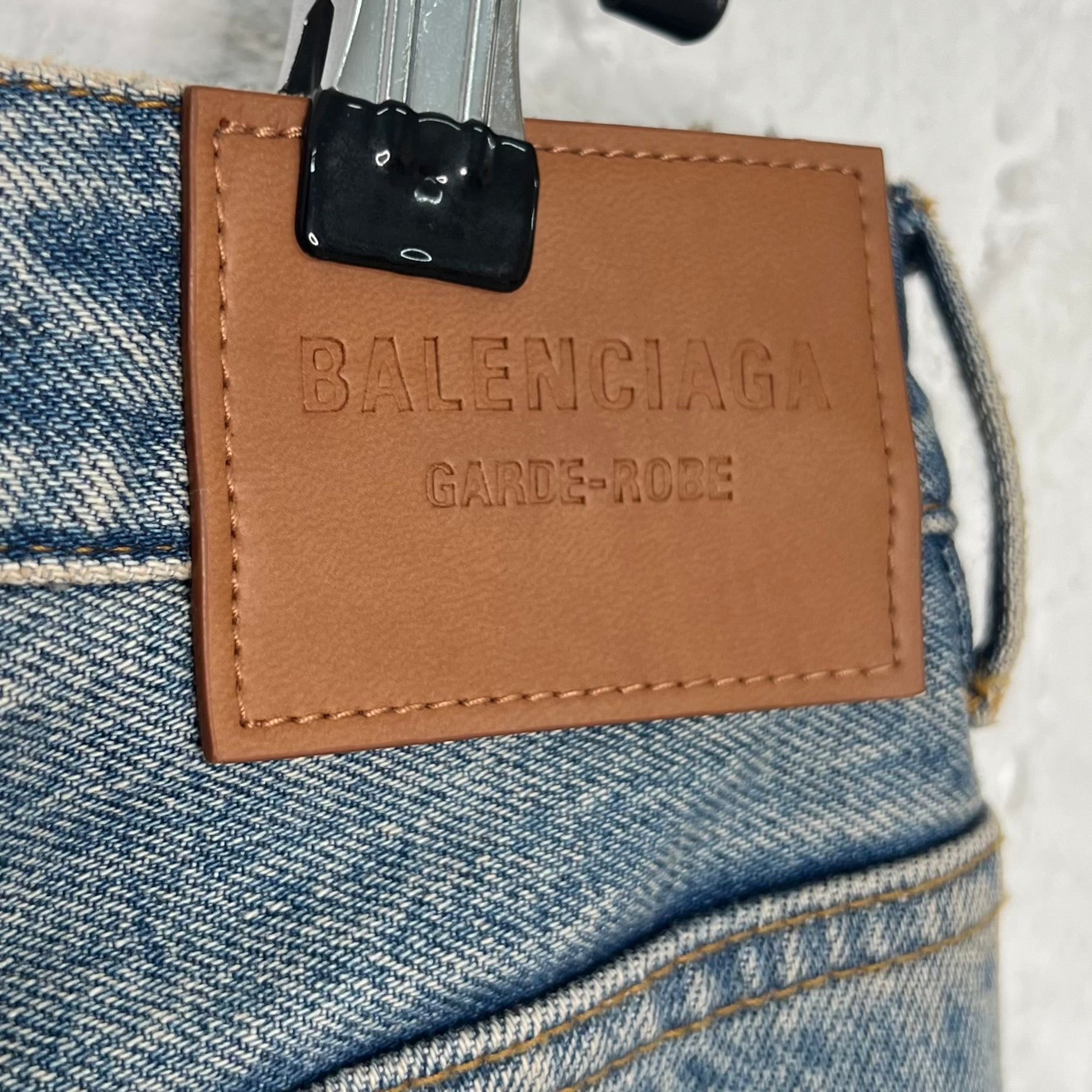 BALENCIAGA - Blue denim flared pants
