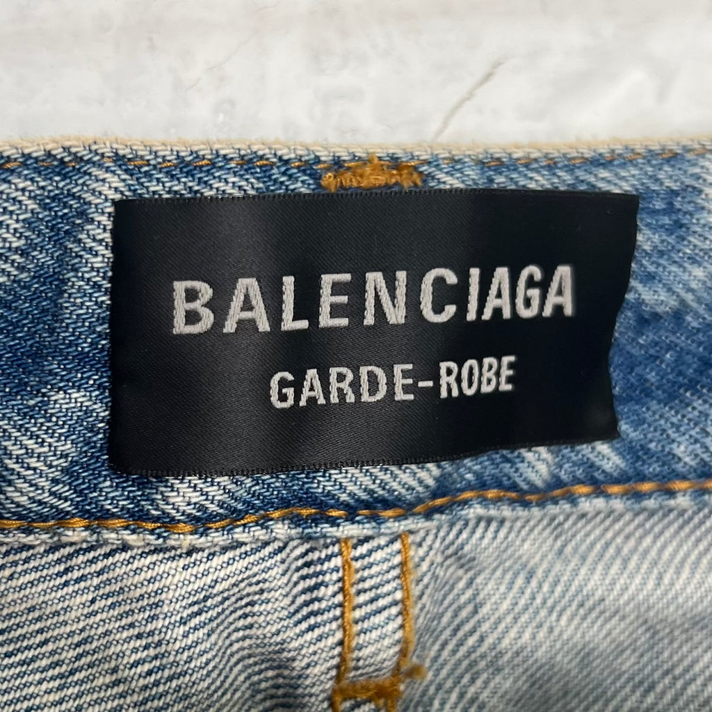 BALENCIAGA - Blue denim flared pants