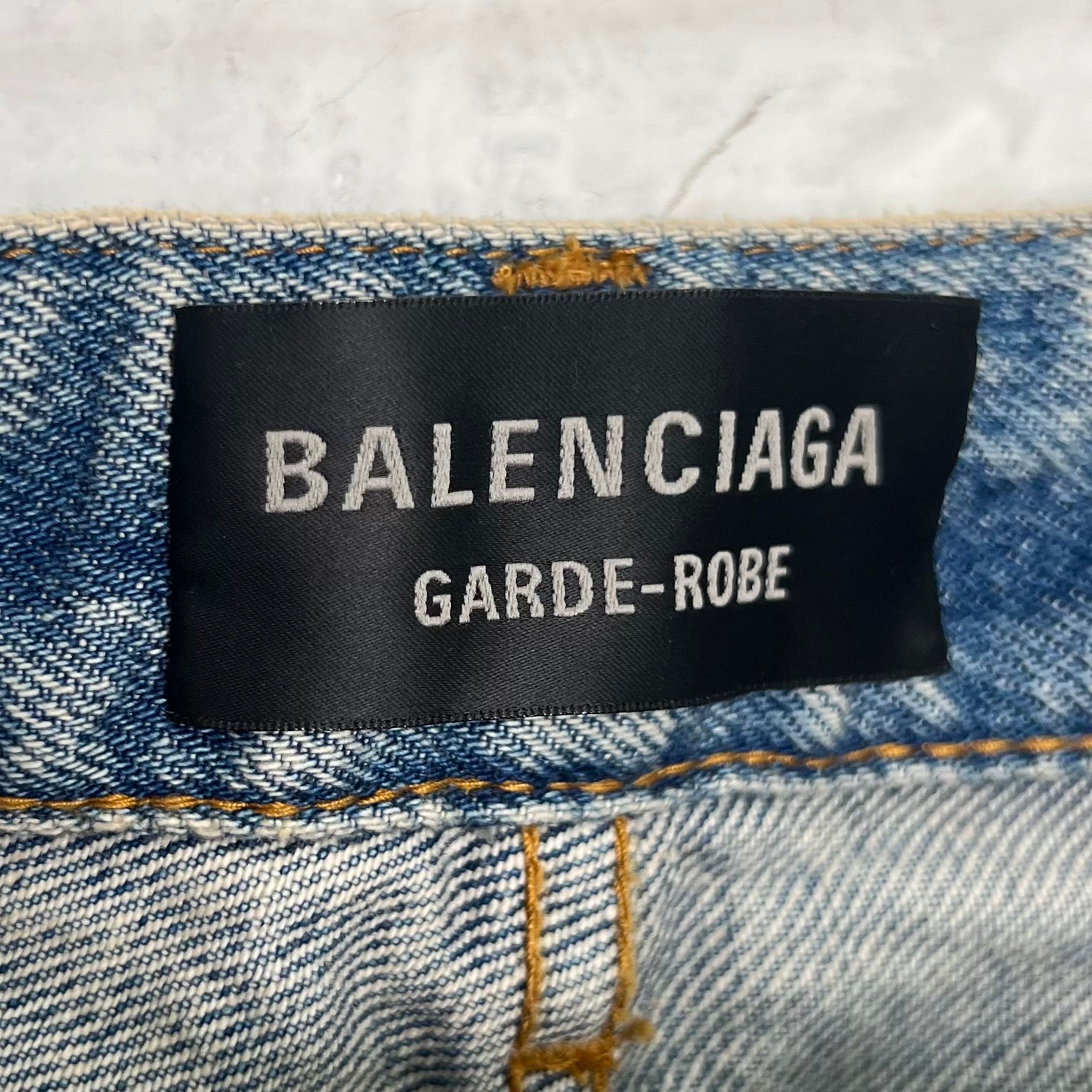 BALENCIAGA - Blue denim flared pants