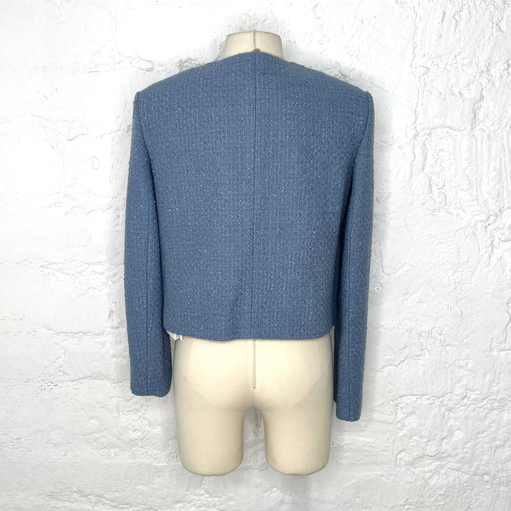 CÉLINE - Light blue cropped tweed jacket