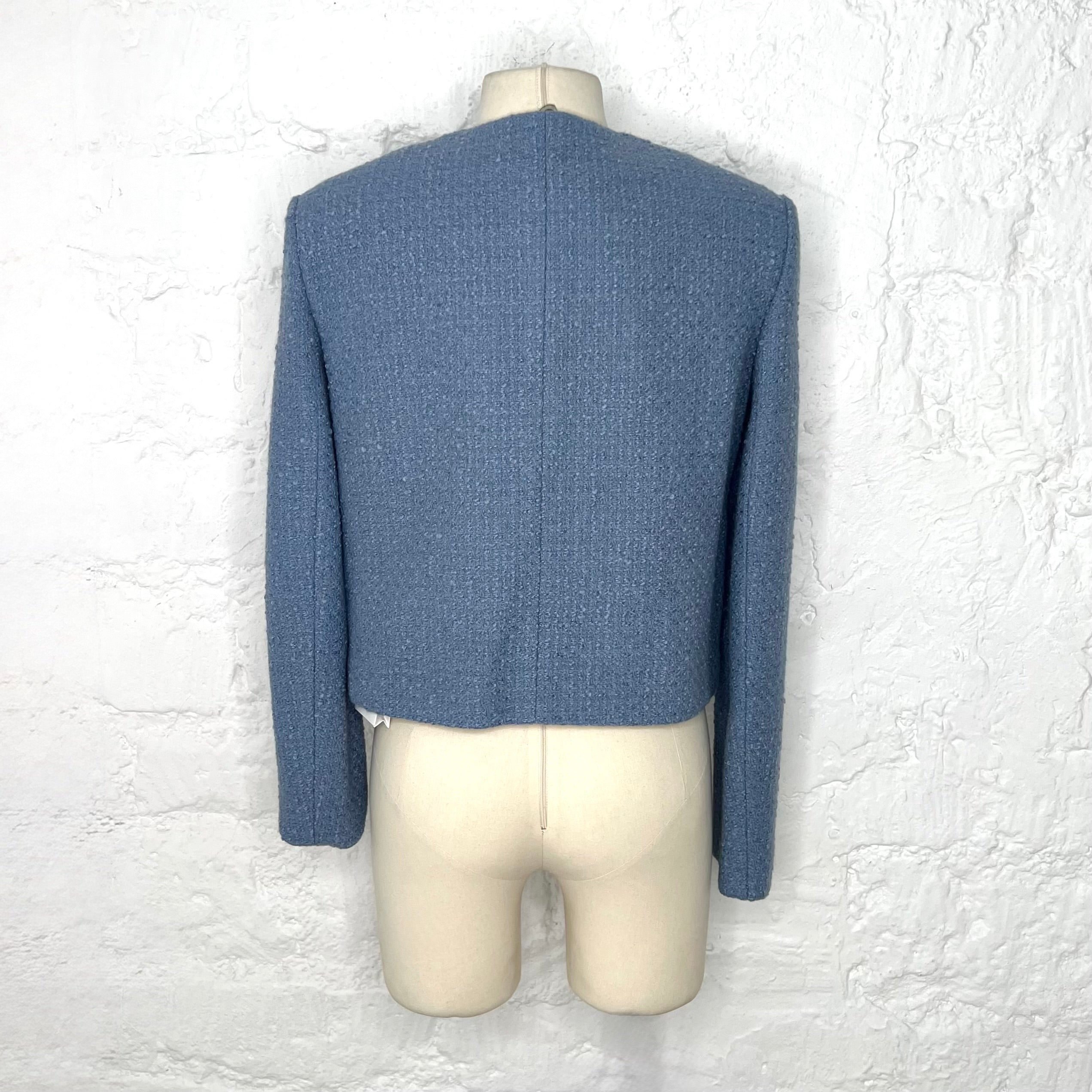 CÉLINE - Light blue cropped tweed jacket