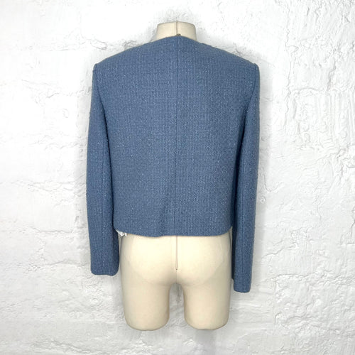 CÉLINE - Light blue cropped tweed jacket