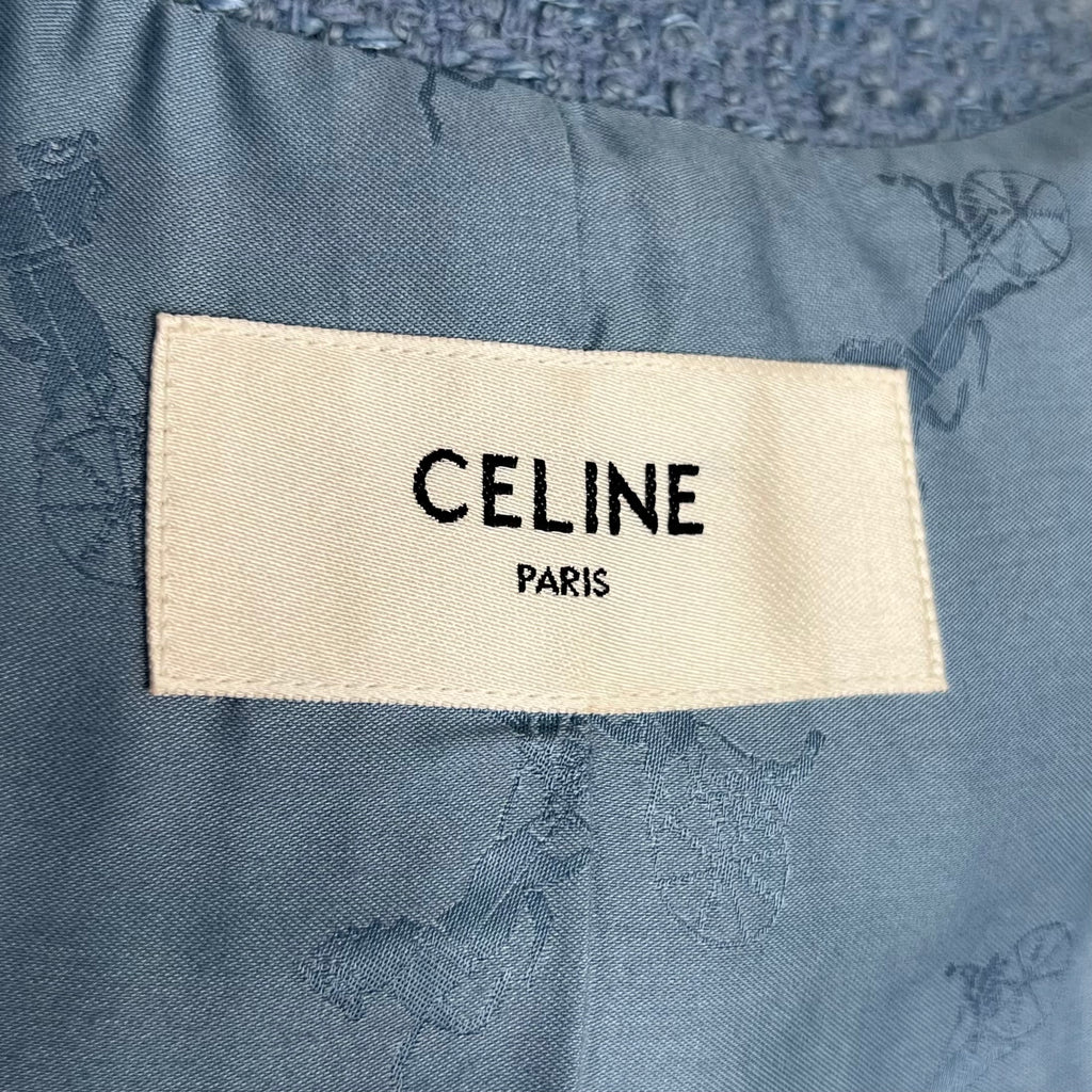 CÉLINE - Light blue cropped tweed jacket