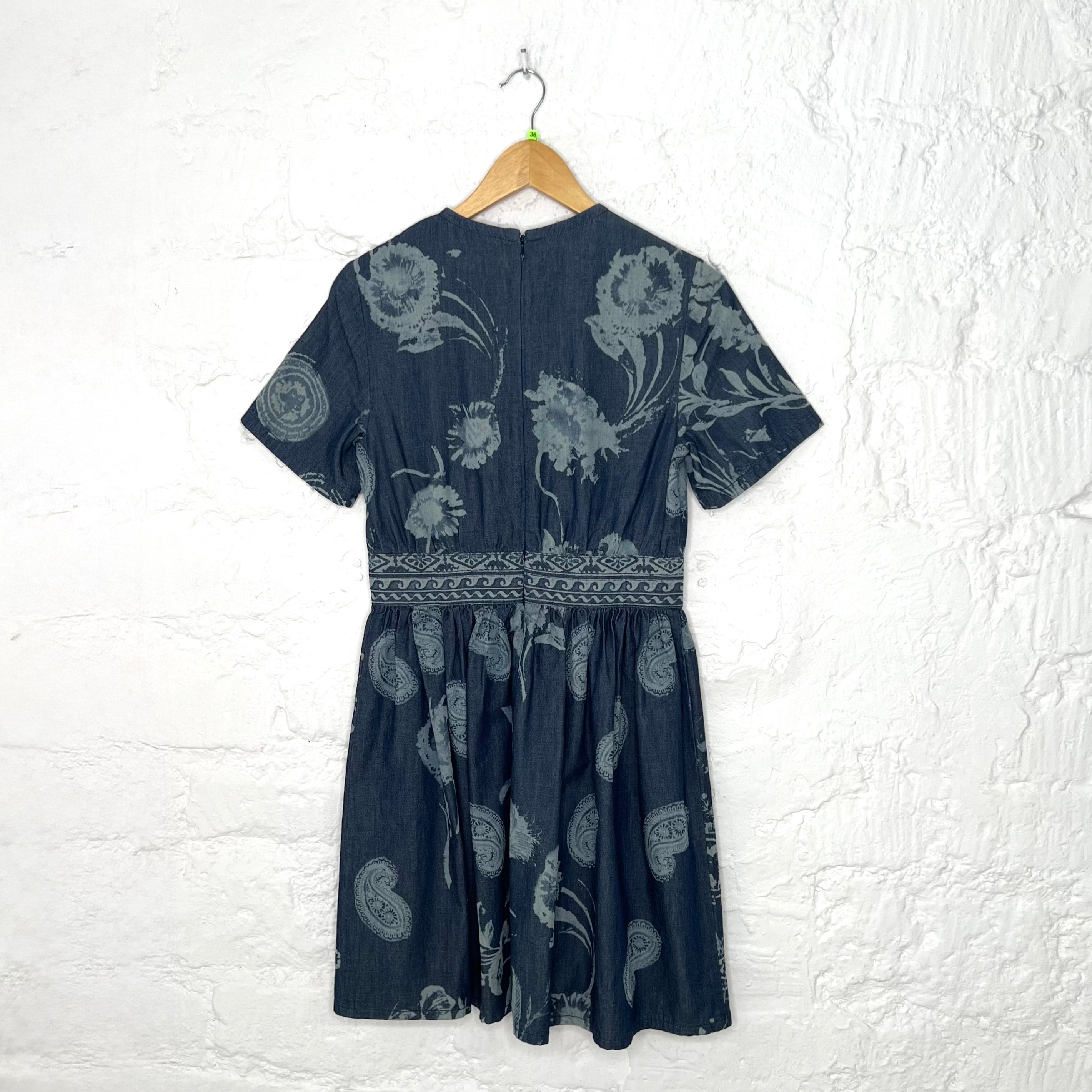 CHRISTIAN DIOR - Blue denim floral printed dress