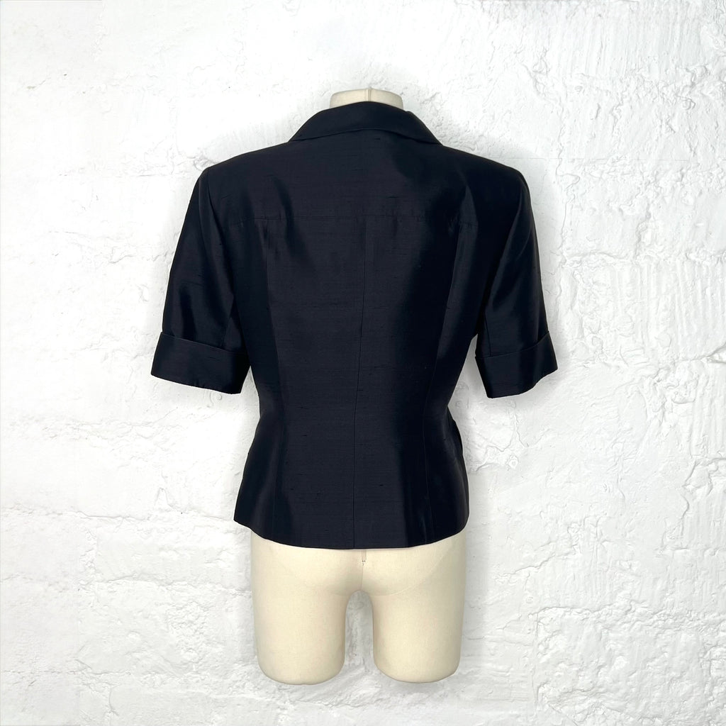 LOUIS FERAUD - Black and gold plated buttons short shirt