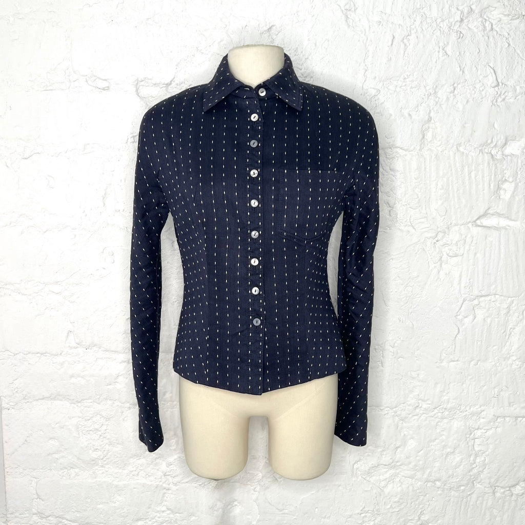 CHRISTIAN DIOR - Blue navy polka dots jacket shirt