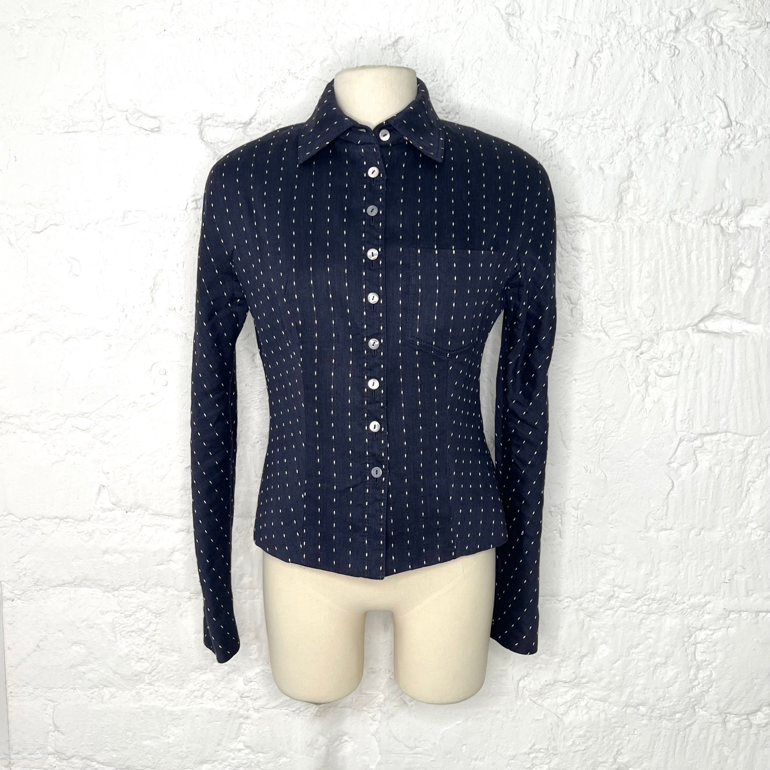 CHRISTIAN DIOR - Blue navy polka dots jacket shirt