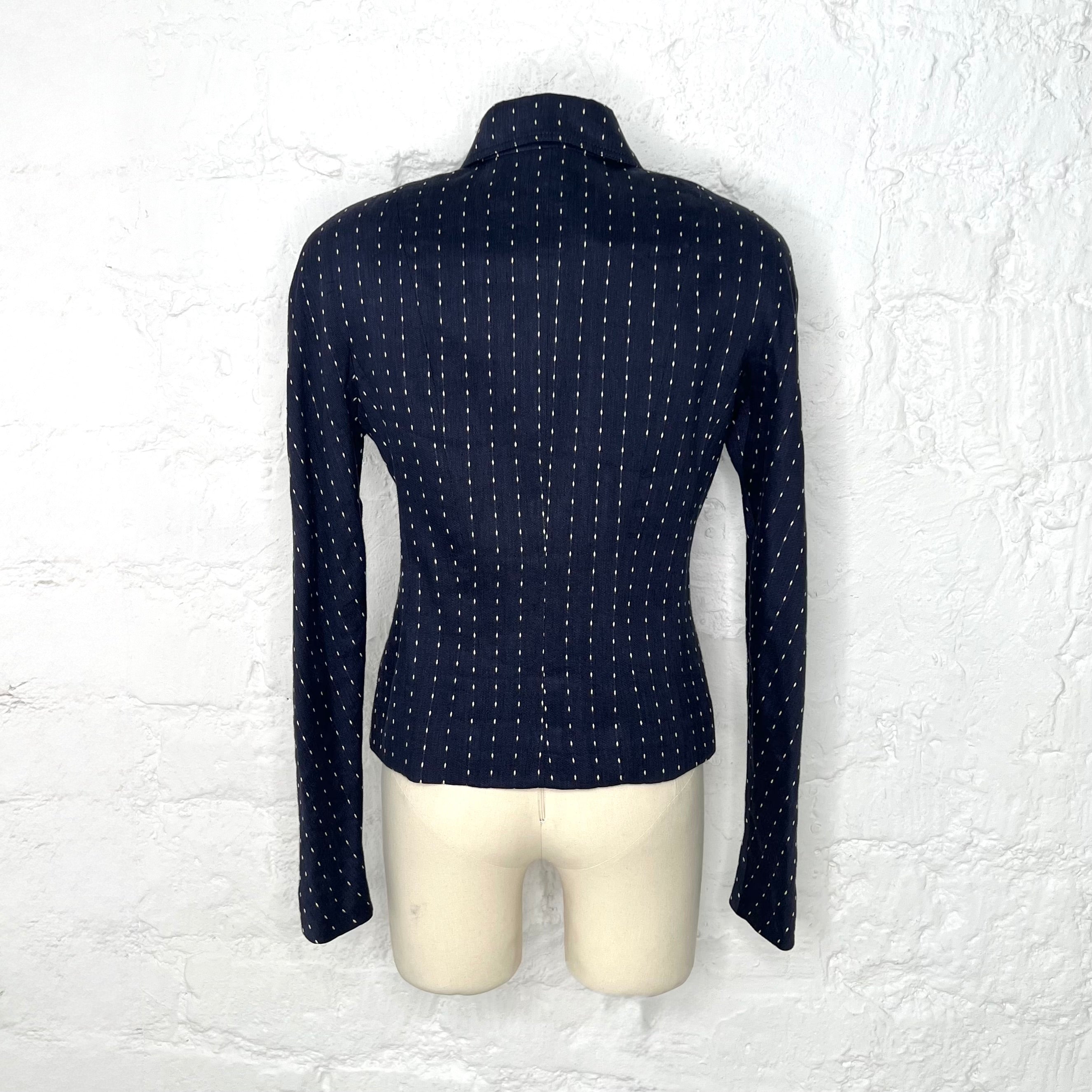 CHRISTIAN DIOR - Blue navy polka dots jacket shirt