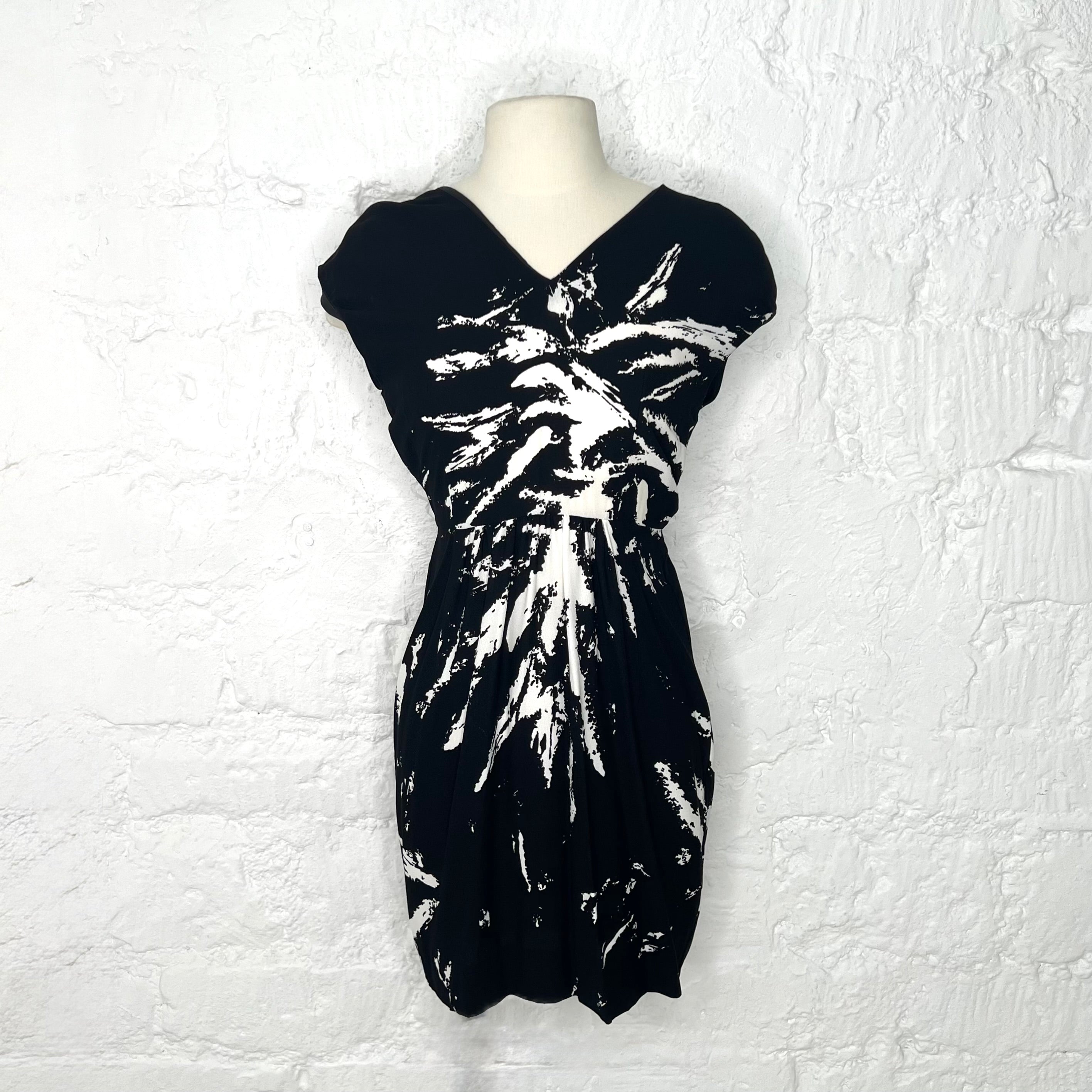 MIU MIU - Black midi abstract pattern dress