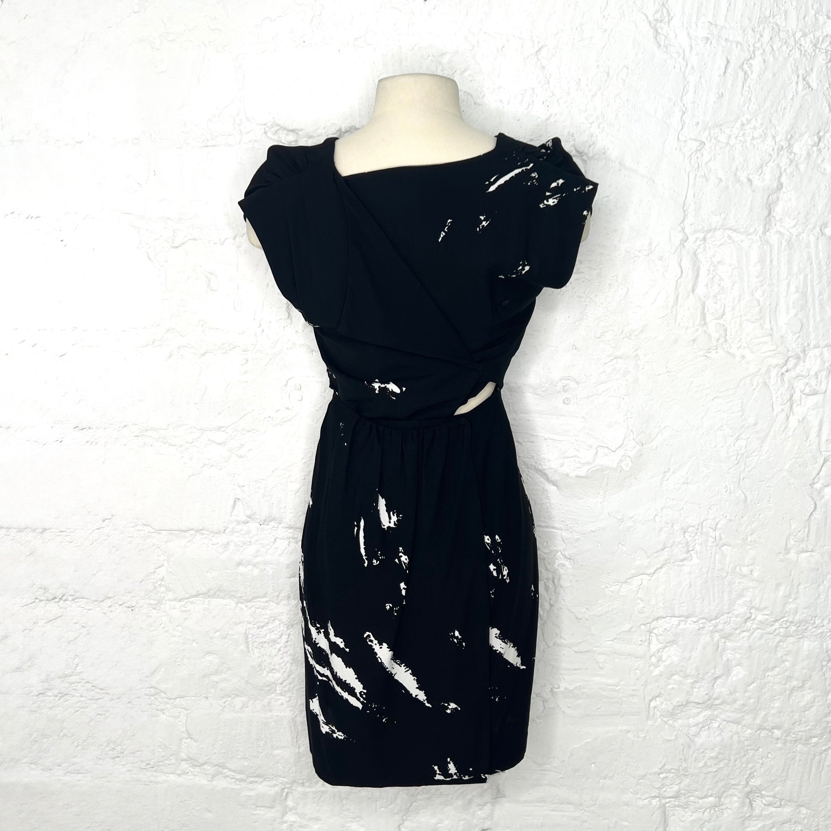 MIU MIU - Black midi abstract pattern dress