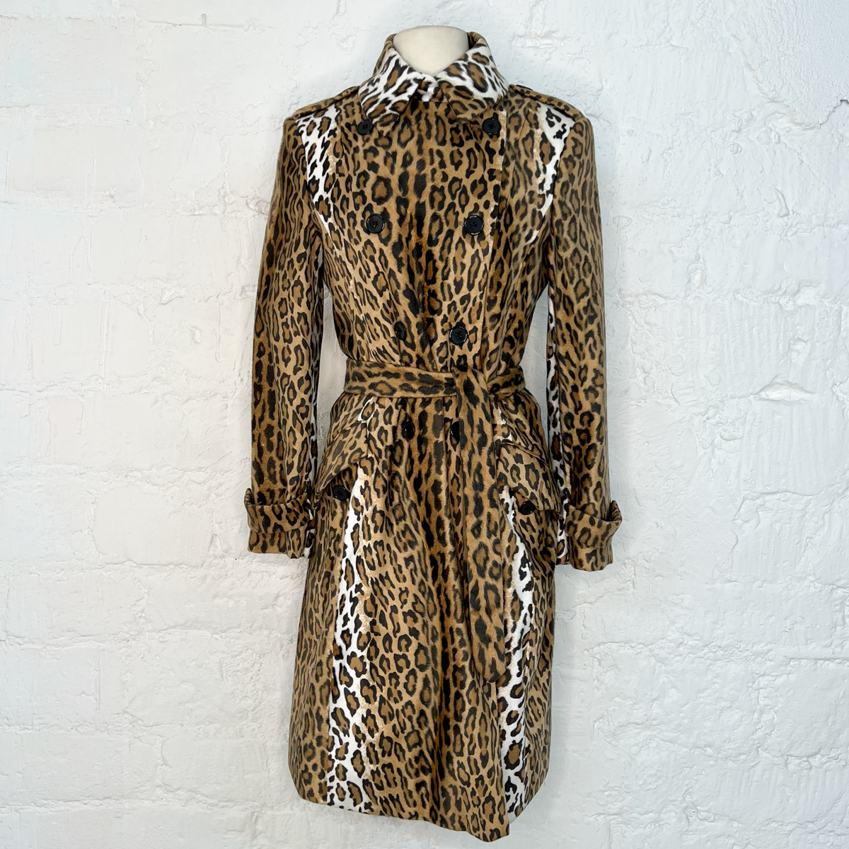 MOSCHINO - Leopard Print Belted Trench Coat – Double-Breasted