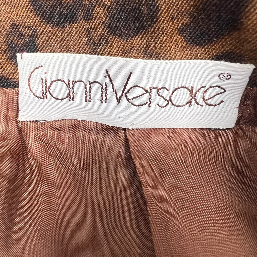 VERSACE -Vintage Croc-Effect Print Double-Breasted Blazer – Brown